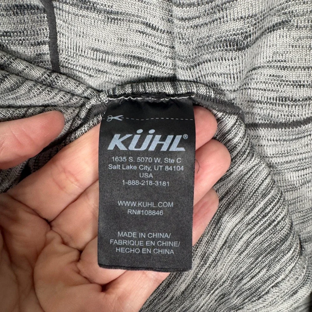 Kuhl‎ Quarter Zip Pullover Mens Large Grey Space Dye Performance Thumbhole Top